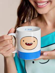 ADVENTURE TIME X SHEIN 1 buah Mug Keramik Bergambar Kartun 10,14oz/300ml, Cocok untuk Air, Susu, Jus, Kopi, Teh, BMO, JAKE, FINN, LUMPY SPACE, ADVENTURE TIME - Putih - View 6