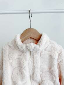 SHEIN LMoss Kids LMoss Baby Girl Cute And Casual Furry Stand Collar Jacket With Heart Pattern, Perfect For Autumn And Winter - Apricot - View 4