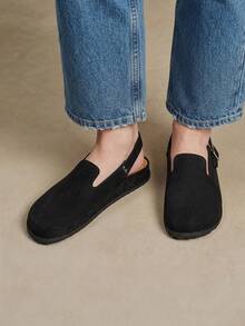 Solecia Women's Vintage-Style Buckle-Fastened, Comfortable, Versatile, Simple-Design Outerwear Flat Mule Slippers. - Normal black - View 10
