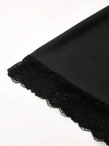 SaltGleam SaltGleam Women's Elegant Sexy Lace Patchwork Asymmetric Hem Backless Halter Mini Dress Club Night Out Black Summer - Black - View 3