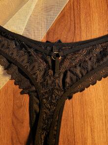 Divavoom 1pc Women's Lace Thong - Black - View 3