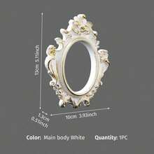Cirelle 1 pieza, marco de cuadro decorativo tallado estilo europeo blanco y dorado, Body de marco de material de resina pintado a mano, artículo de exhibición en miniatura para mesa interior, accesorios DIY hechos a mano, múltiples formas disponibles para selección, mejora el estilo general del espacio, adecuado para decoración de escenas en bodas, celebraciones de festivales, etc., artículos de decoración en miniatura para casas pequeñas, accesorios para fotografía de belleza, arte de uñas, joyería, etc., decoración de empaque de regalo - 1PC - Ver 17