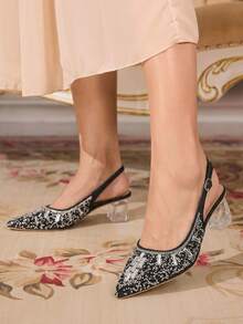 CUCCOO TILAWA Women's Crystal And Glass Rhinestone Pointed Black High-Heeled Shoes, Suitable For Going Out, Banquets, Parties And Other Activities - jet black - View 10