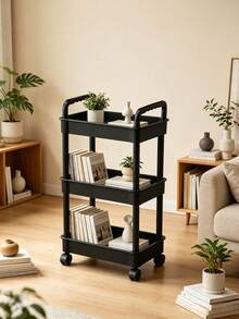 1 pieza Carrito de utilidad con ruedas de 3 niveles con asa - Estantes de almacenamiento móviles para organización de cocina & baño, Carrito de aperitivos móvil con estante de drenaje, Organizador de piso multifuncional para fiesta & lavandería - Multicolor - Ver 7