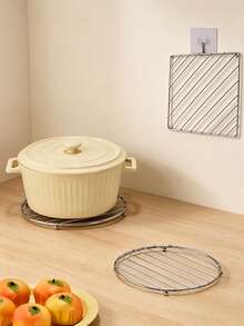 Haus Hana Round Square Stainless Steel Anti Scald Pad, Kitchen Insulation Table Sand Pot Pad, High Temperature Resistant Storage Pad - View 2