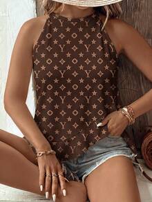 Selamara Camiseta de tirantes para mujer de talla grande, nueva y de gran para primavera/verano, con diseño de volantes en el bajo y estampado floral vintage, casual y versátil - Multicolor - Ver 4