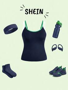 Cheerettes Camisola deportiva de bloques de color para mujer talla grande - Azul Marino - Ver 1