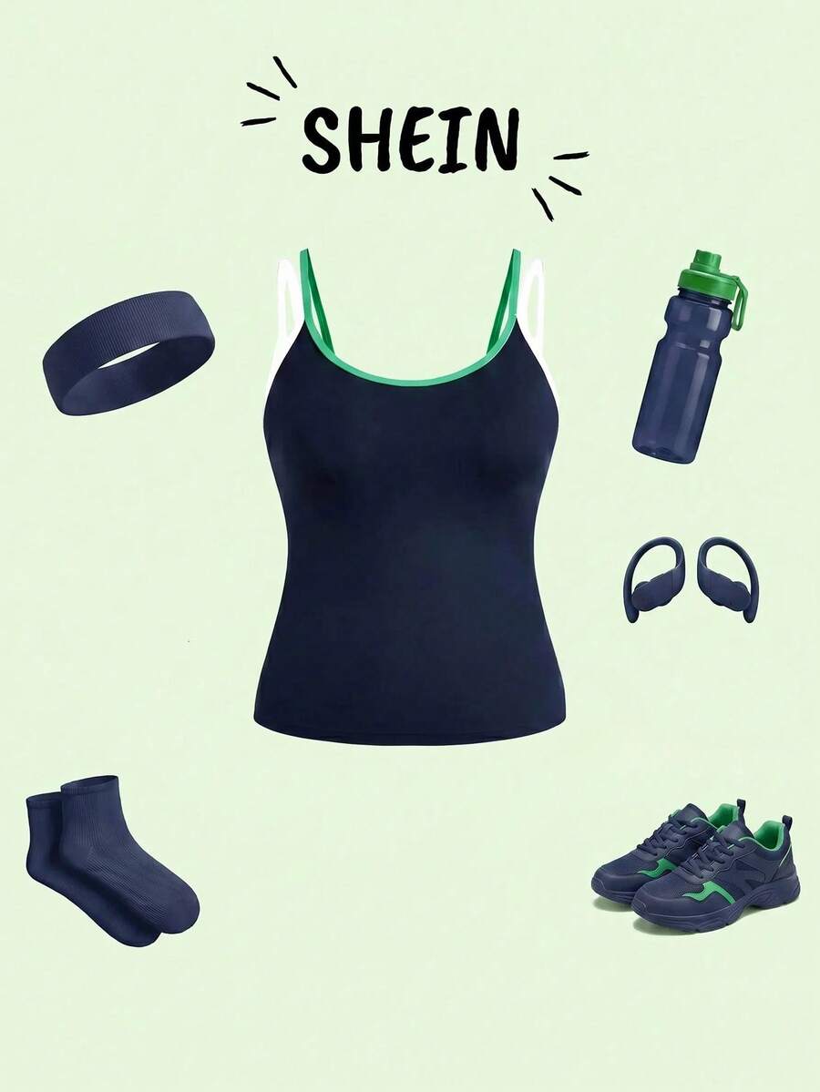 Cheerettes Camisola deportiva de bloques de color para mujer talla grande - Azul Marino - Ver 1