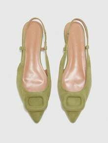 CUCCOO BIZCHIC Zapatos de moda para mujer con suela plana y hebilla, zapatos de punta, cómodos, zapatos casuales, adecuados para viajes, desplazamientos, fiestas, pa - Verde - Ver 2