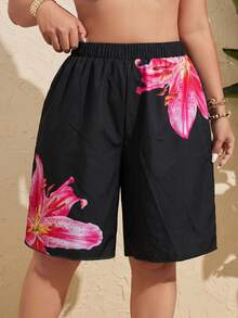 Swim Vcay Women's Plus Size Solid Color Single PieceBermuda Shorts, Vacation Beach Vacation Pants Summer - Multicolor - View 1