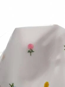 Souflis Souflis 两件套女童休闲荷叶边花卉刺绣蕾丝无袖宽松上衣+牛仔喇叭刺绣裤套装，适合度假、旅行、日常穿着，夏季适用，面料柔软舒适，2026春夏新款 - 月光白 - 查看 8