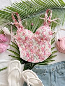 Soleia 女款花卉刺繡圖案休閒百搭日常外出細肩帶上衣 - 彩色 - 查看 5