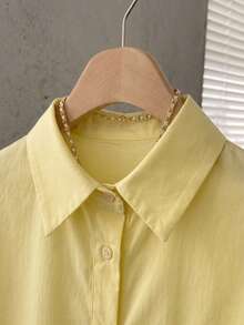 Comfortcana Sophisticated Women's Light Autumn Shirt Versatile Lightweight For Daily Wear School Back-To-School Bright Yellow Cute - Yellow - View 7