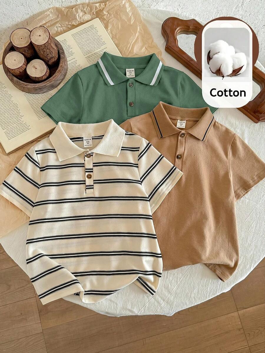 LMoss Kids 兒童小男孩短袖百搭休閒3件套 Polo 衫 - 彩色 - 查看 1