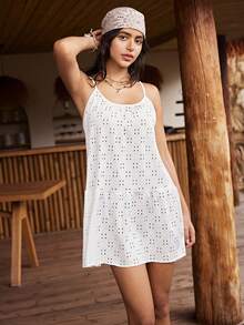 Lullawish Women's Bohemian Knit Jacquard Loungewear Dress - White - View 4