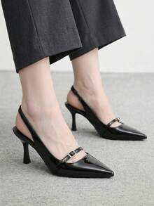 CUCCOO BIZCHIC 女款黑色尖頭性感細高跟鞋 四季通勤時尚宴會派對女鞋 - 黑色1 - 查看 8