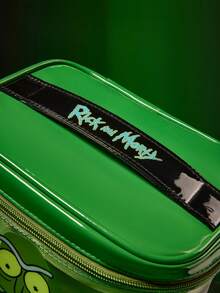 Rick and Morty X SHEIN 1個卡通印花透明PVC大容量托特化妝包，適合存放化妝品、文具、日常用品、數位產品，是通勤、上學和旅行的理想選擇，適合女性、男性、學生，特別是粉絲、小黃瓜、Cos、科學實驗室 - 彩色 - 查看 7