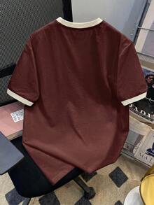Manfinity Joysei Men's Brown And Apricot Color Block Star & Slogan Print T-Shirt - Brown - View 4