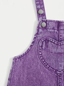 Cozy Pixies Baby Girls Fall Clothes Ruffle Trim Square Neck Bow Front Denim Overall Jumpsuit Without Tee - Purple - View 8