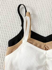 SHEIN Tween女孩極簡休閒加厚親膚舒適內衣3件組 - 彩色 - 查看 4