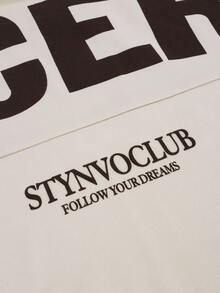 STYNVO 男款字母印花圓領長袖休閒寬鬆版型T恤 - 杏色 - 查看 7