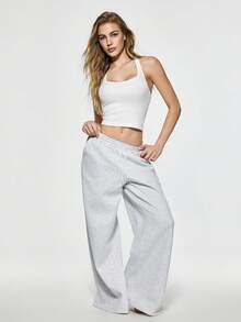 SHAPORA Women's Solid Color Backless Design Fitted Pajama Top - White - View 3