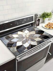 1PC/Decorative Stove Top Cover Mat With Floral Pattern, Heat Resistant Kitchen Counter Protector & Cutting Board, Durable Non-Slip Gas Range Cover For Home Kitchen Organization - Multicolor - View 2