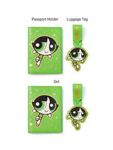 THE POWERPUFF GIRLS X SHEIN 卡通女孩主題金箔PU皮革護照套與行李吊牌組，可愛旅行文件收納夾附名片夾，卡通迷專用旅行行李箱識別標記 - 彩色 - 查看 7