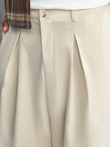 AXEPEAK Pantalones cortos casuales versátiles de uso diario con pliegues de unicolor para hombres - Albaricoque - Ver 5