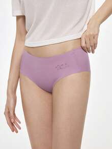 Bralution 5pcs/Pack Letter Embroidery Solid Color Seamless Panties - Multicolor - View 7