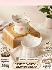 PETSIN 1 Ceramic Pet Bowl Can Be Loved, Multifunctional Cat Bowl, Anti Tipping, Water Feeding, Cat Bowl With Slanted Mouth, Easy To Clean, Cat Bowl, Pet Tableware - 150ml - View 2