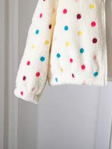 Emery Rose Kids Emery Rose Kids 女童波點圖案長袖前開拉鍊抓絨冬季外套 - 白色 - 查看 10