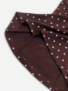IslaSuriya Brown & Pink Polka Dot Lace Trim V-Neck Cami Tank Top - Brown - View 5