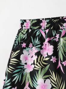 Swim Lushoire 女款花卉印花短褲泳裝泳褲，適合夏季度假海灘 - 彩色 - 查看 6