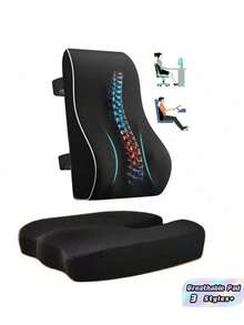 1 PC Breathable Airflow Lumbar Support Pad With Elastic Strap Ergonomic Home Office Chair Back Support Car Seat Cushion For Home And Car Ventilated Cooling Long Sitting Comfort - standard - View 1