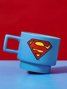 SUPERMAN X SHEIN 1PC12.7oz/375ml Stackable Cartoon Pattern Printed Mug, Cold And Heat Resistant, Can Be Used In Microwave Ovens And Dishwashers, Suitable For Water, Milk, Juice, Coffee - Blue - View 5