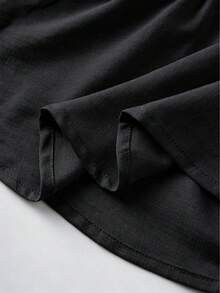 GlowEve Elegant Apricot Shell Embroidery Contrast Color Drawstring Bow Design Flutter Sleeve Cardigan Women's Blouse - Black - View 8