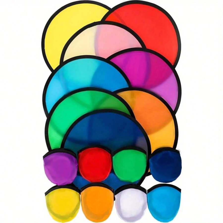 10Pcs Foldable Pocket Flying Discs, Portable Outdoor Beach Flying Toys, Holiday Party Gift Supplies - Multicolor - View 1