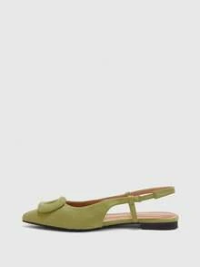 CUCCOO BIZCHIC Zapatos de moda para mujer con suela plana y hebilla, zapatos de punta, cómodos, zapatos casuales, adecuados para viajes, desplazamientos, fiestas, pa - Verde - Ver 10