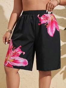 Swim Vcay Women's Plus Size Solid Color Single PieceBermuda Shorts, Vacation Beach Vacation Pants Summer - Multicolor - View 4