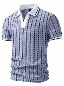 Manfinity Homme Camisa POLO de textura de talla estándar para hombre, regalo para novio, Día del Padre, multicolor - Multicolor - Ver 3