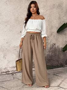Breezaya Pantalones negros elegantes que combinan con todo. - Caqui - Ver 5