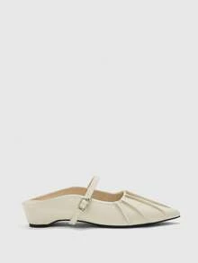 CUCCOO BIZCHIC Women's Fashion Commuter Versatile, Wedge Heel Platform Women's Shoes, Inner Height Increase, Pointed Toe, Back Hollow, Hollow, Closed Toe Slippers - Beige - View 3