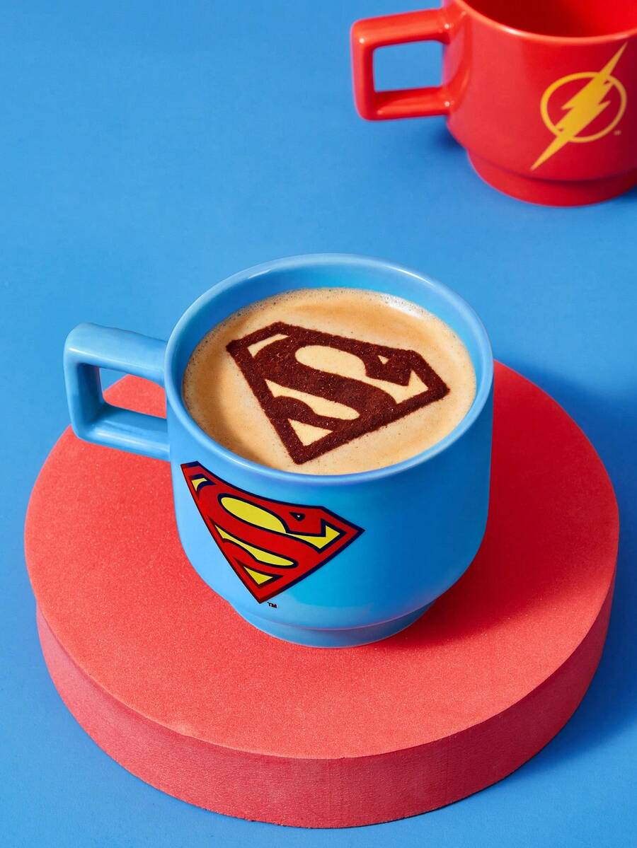 SUPERMAN X SHEIN 1PC12.7oz/375ml Stackable Cartoon Pattern Printed Mug, Cold And Heat Resistant, Can Be Used In Microwave Ovens And Dishwashers, Suitable For Water, Milk, Juice, Coffee - Blue - View 1
