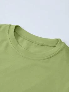 SHEIN Women's Solid Color Slim Fit Round Neck T-Shirt - Multicolor - View 4