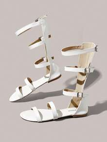 Styleloop Women's Flat Sandals, Bohemian, Beach Vacation, Western Wind, Summer Wear, Travel Essentials - White - View 10