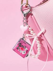 Mean Girls | SHEIN 時尚鋅合金銀色鑰匙圈 奢華精緻包包吊飾 仿珍珠掛飾 紀念品 收藏品 禮品用 適用於錢包、書包、後背包、汽車配件 心形掛鉤 - 彩色 - 查看 5