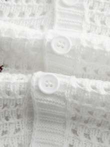 ROMWE MEN Men's Embroidered Pattern Vacation Style Hollow Knit Top Knit Shirt - White - View 5