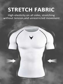 RISE LYT Men's Bull Head Print Short Sleeve Top And Long Pants Casual Daily Sports Outfit - White - View 4