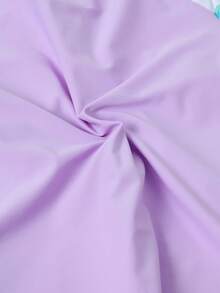 SHEIN Traje de baño ajustado con mangas raglán de color púrpura contrastante para niñas, adecuado para la playa y la natación - Púrpura malva - Ver 3